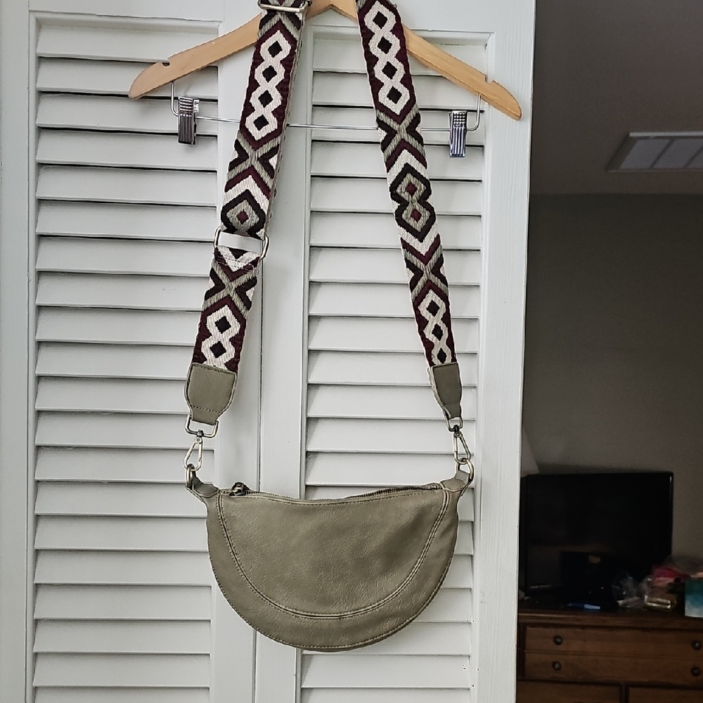 Urbina Original Stylish Tan Crossbody Bag with Patterned Strap